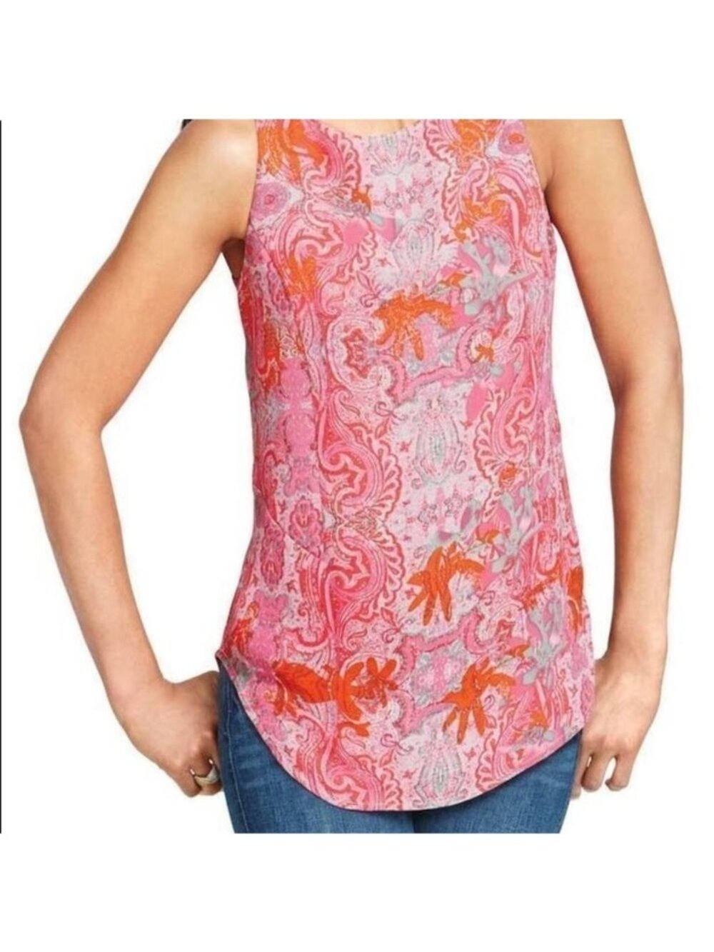 Cabi Jubilee Paisley Pink Green Top Small